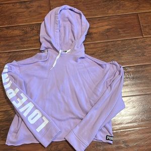 PINK cold shoulder cropped hoodie